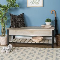 B48PCSBWO Open-Top White Oak Storage Bench with Shoe Shelf