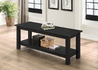 Country Style Black Entry Bench with Slatted Shelf
