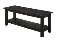 Country Style Black Entry Bench with Slatted Shelf -3