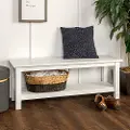 B50CYSLWH Country Style White Entry Bench with Slatted Shelf - Walker Edison