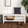 Country Style White Entry Bench with Slatted Shelf -2