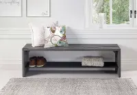 B58ALPGY 58 Inch Rustic Gray Reclaimed Wood Entry Bench