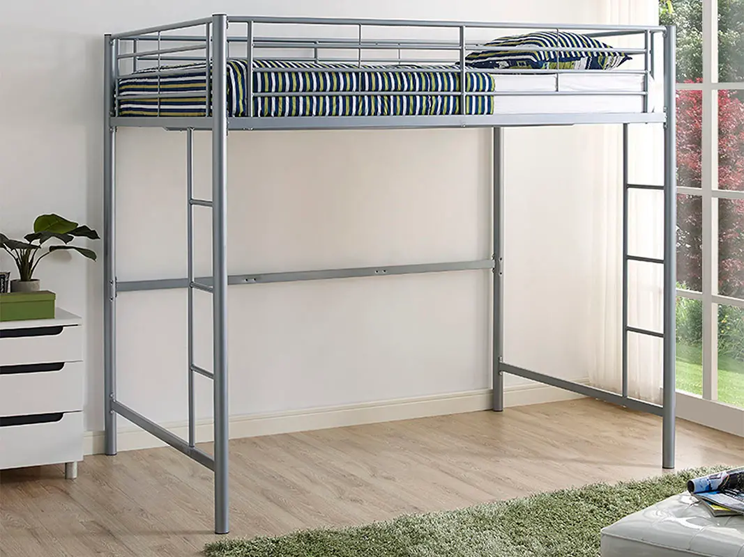 BDOLSL Contemporary Silver Full Size Loft Bed - Sunrise-1