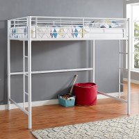 Contemporary White Full Size Loft Bed - Sunrise