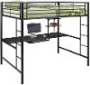 Contemporary Black Full Loft Bed with Workstation - Sunrise -1