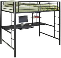 Contemporary Black Full Loft Bed with Workstation - Sunrise