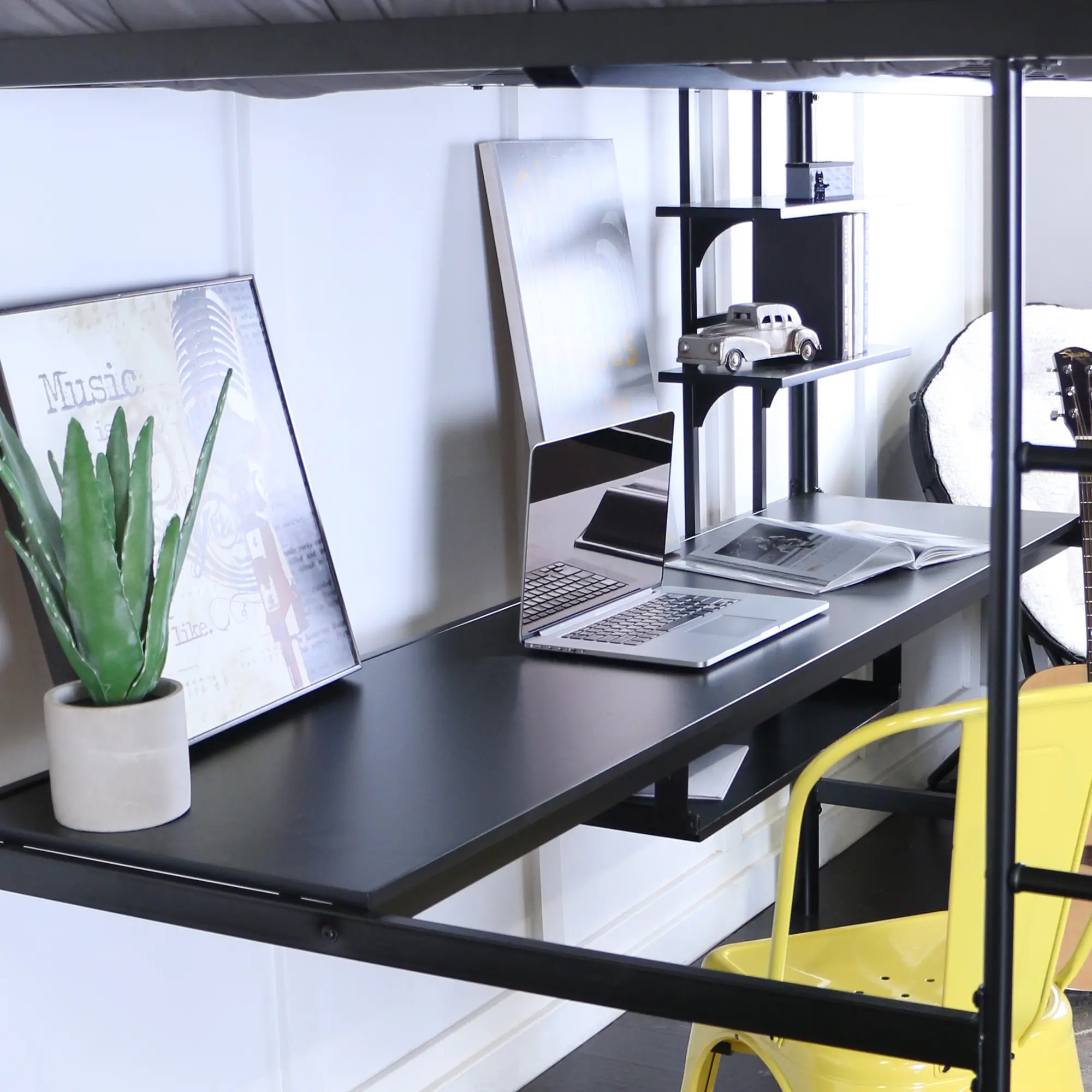 BDOZBL Contemporary Black Full Loft Bed with Workstation - Sunrise -2