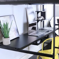 Contemporary Black Full Loft Bed with Workstation - Sunrise -2