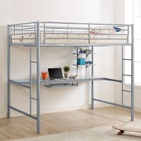 Contemporary Silver Full Loft Bed with Workstation - Sunrise