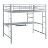 Contemporary Silver Full Loft Bed with Workstation - Sunrise -2