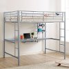 Contemporary Silver Full Loft Bed with Workstation - Sunrise