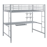 Contemporary Silver Full Loft Bed with Workstation - Sunrise -2