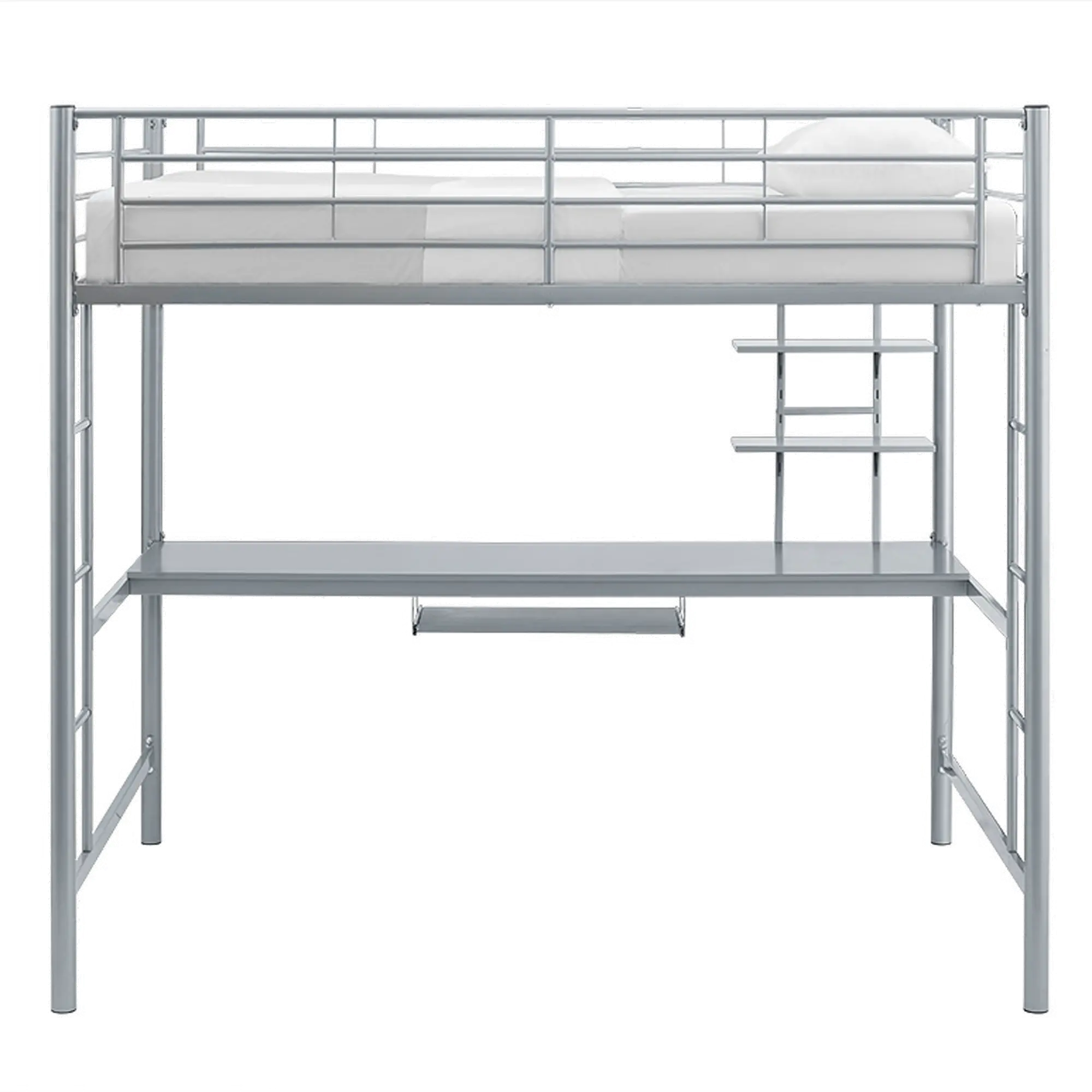 BDOZSL Contemporary Silver Full Loft Bed with Workstation - Sunrise -3