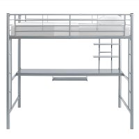 Contemporary Silver Full Loft Bed with Workstation - Sunrise -3