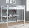Contemporary White Full Loft Bed with Workstation - Sunrise