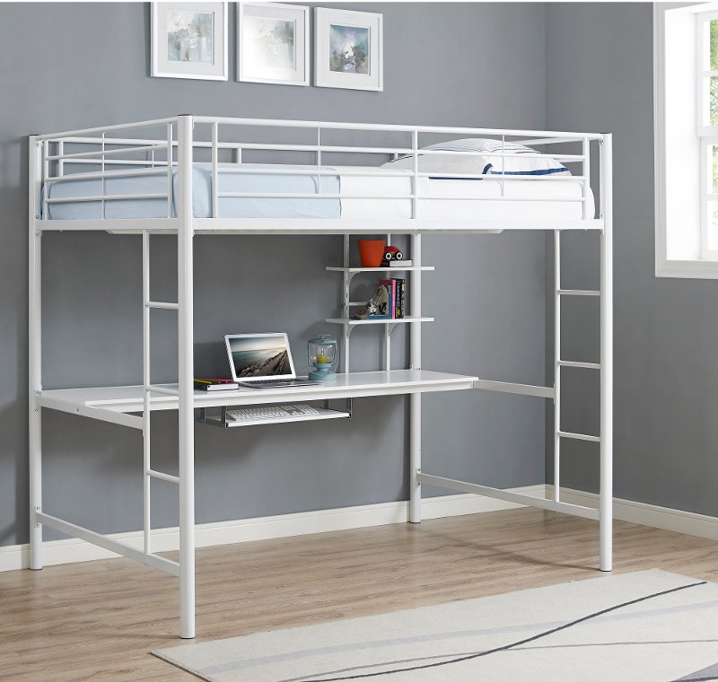 Contemporary White Full Loft Bed With, Rc Willey Bunk Beds