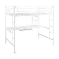 Contemporary White Full Loft Bed with Workstation - Sunrise-2