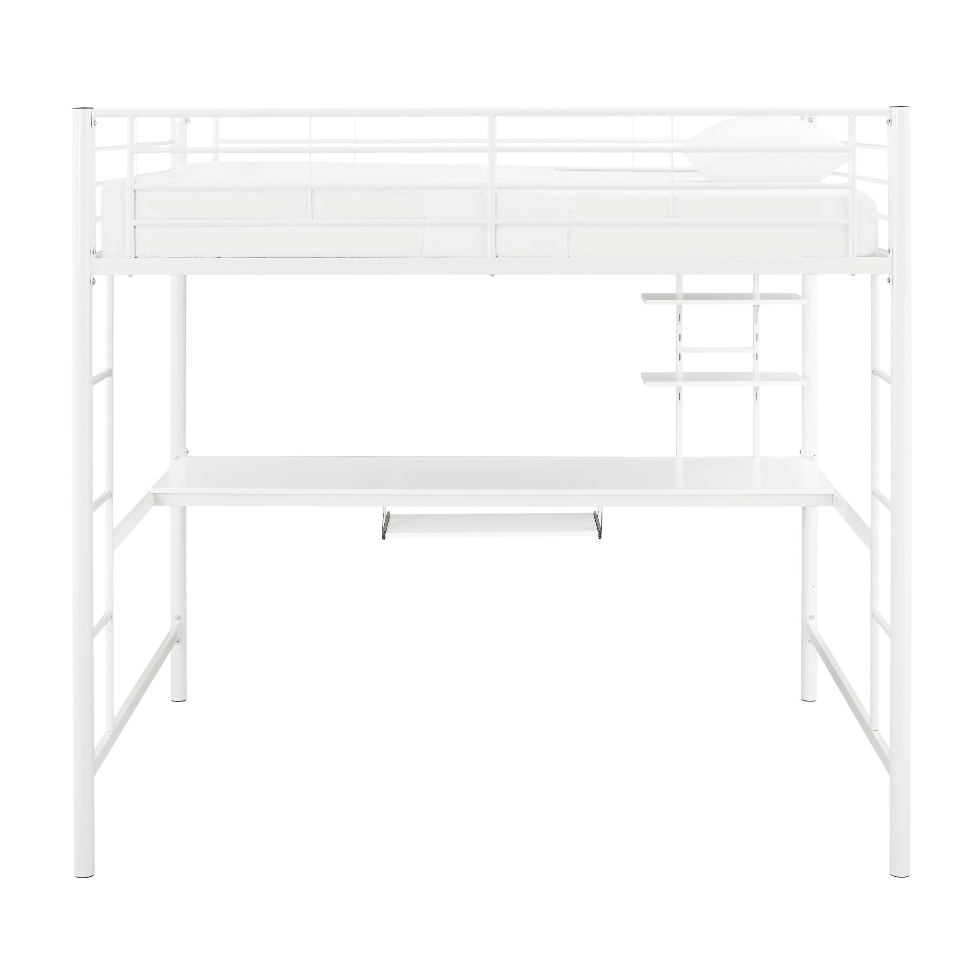 BDOZWH Contemporary White Full Loft Bed with Workstation - Sunrise-4