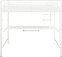 Contemporary White Full Loft Bed with Workstation - Sunrise-4