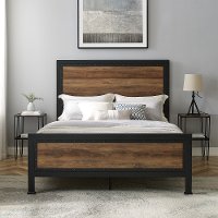Rustic Industrial Oak Queen Bed - Rustic Home-2
