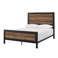 Rustic Industrial Oak Queen Bed - Rustic Home-3