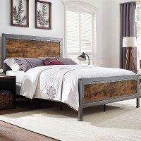 Rustic Industrial Brown Queen Size Bed - Rustic Home