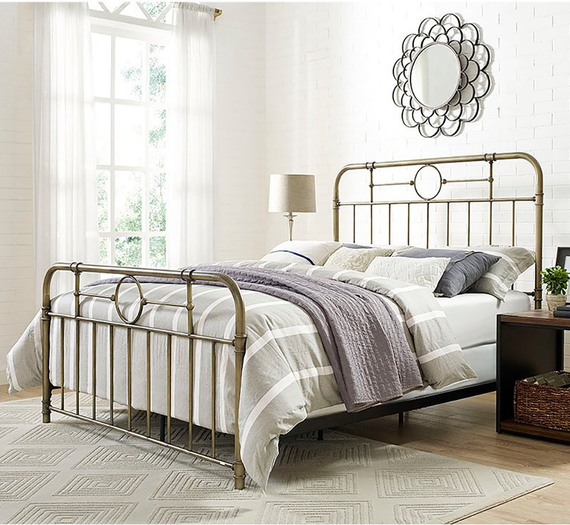 modern vintage bronze queen metal bed - antiqua | rc willey