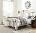BQMPBR Modern Vintage Bronze Queen Metal Bed - Walker Edison