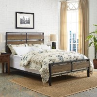Rustic Industrial Oak Queen Bed - Arcadia