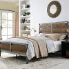 BQSLRW Rustic Industrial Brown Queen Bed - Arcadia - Walker Edison