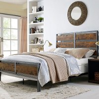 Rustic Industrial Brown Queen Bed - Arcadia