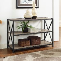 Driftwood X-Frame Metal and Wood Media Bookcase