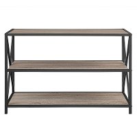 Driftwood X-Frame Metal and Wood Media Bookcase-2