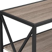 Driftwood X-Frame Metal and Wood Media Bookcase-4