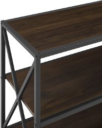 Dark Walnut X-Frame Metal and Wood Media Bookcase-4