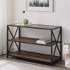 Rustic Oak X-Frame Metal and Wood Media Bookcase
