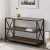 BS40XMWRO Rustic Oak X-Frame Metal and Wood Media Bookcase