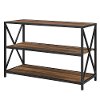 Rustic Oak X-Frame Metal and Wood Media Bookcase-3