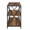 Rustic Oak X-Frame Metal and Wood Media Bookcase-4