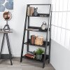 Black Wood Ladder Bookcase