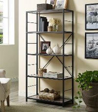 Driftwood Rustic Metal and Wood Media Bookshelf