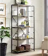 BS60RMWBW Barnwood Rustic Metal and Wood Media Bookshelf - Walker Edison