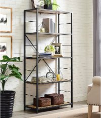Barnwood Rustic Metal and Wood Media Bookshelf