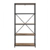 Barnwood Rustic Metal and Wood Media Bookshelf -2