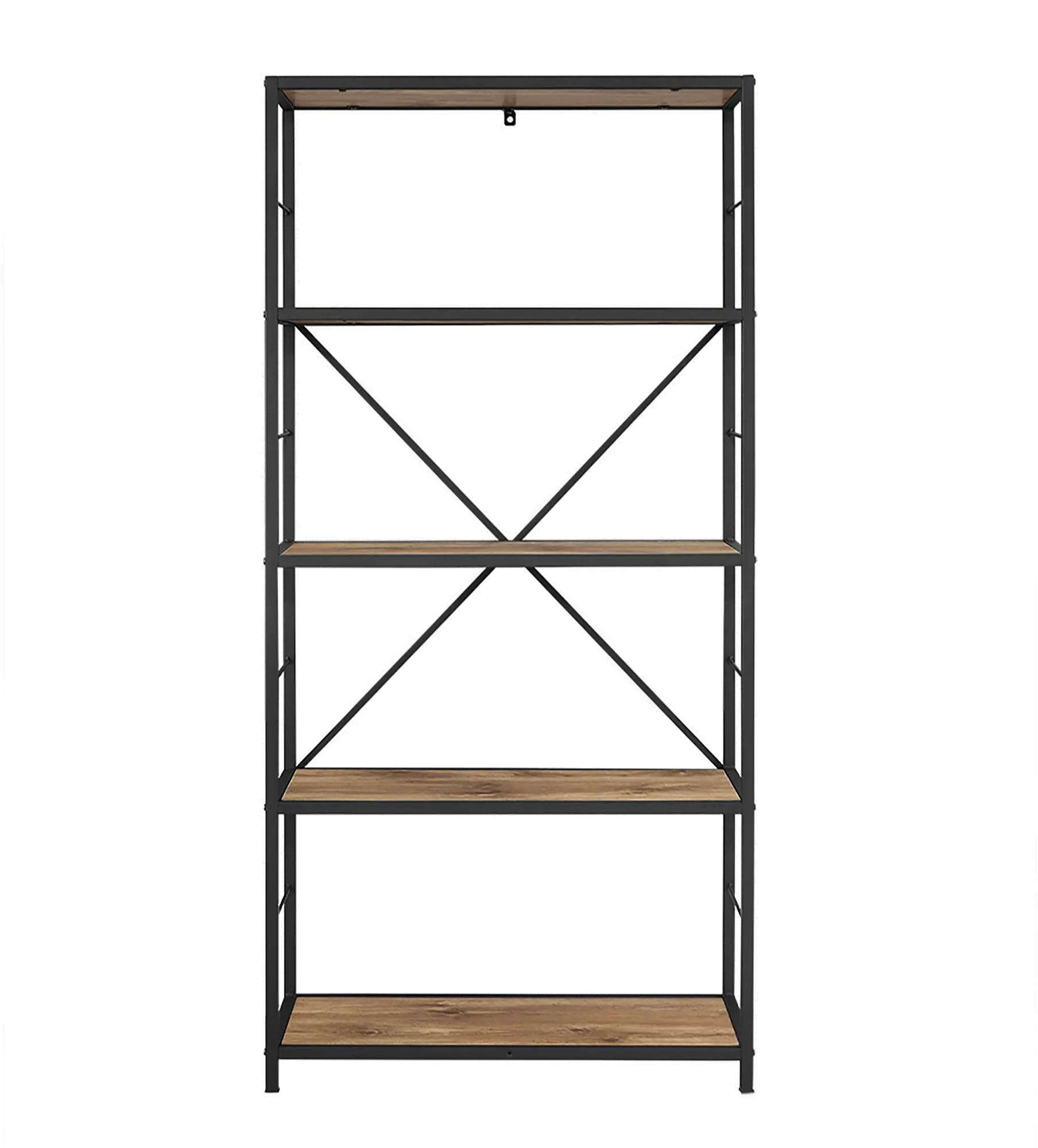 BS60RMWBW Barnwood Rustic Metal and Wood Media Bookshelf-2