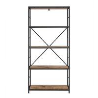 Barnwood Rustic Metal and Wood Media Bookshelf -2