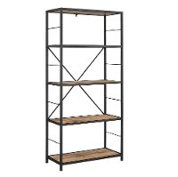 Barnwood Rustic Metal and Wood Media Bookshelf -3