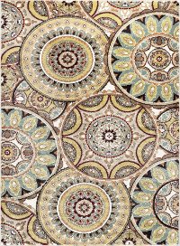 DCO1018 5x8 5 x 7 Medium Brown, Ivory, and Green Area Rug - Deco