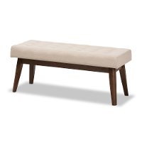 140-7565-RCW Mid-Century Modern Light Beige Bench - Elia