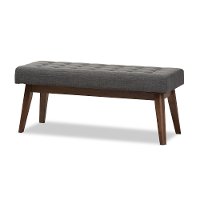 140-7564-RCW Mid-Century Modern Dark Gray Bench - Elia